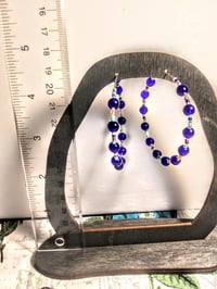 Image 5 of Sapphire Blue, Pink, Yellow, and Ocean Blue Multicolor Beaded Medium Hoop Earrings