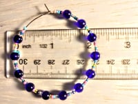 Image 2 of Sapphire Blue, Pink, Yellow, and Ocean Blue Multicolor Beaded Medium Hoop Earrings