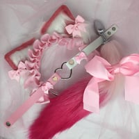 Image 1 of Pink / white kitten set with lace 🐱