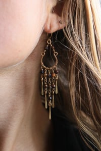 Image 1 of Tigers Eye x Brass Chandelier Earrings