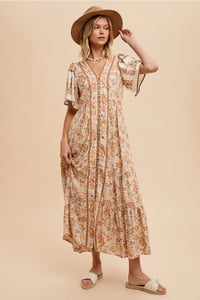 Image 1 of Border Print Long Dress