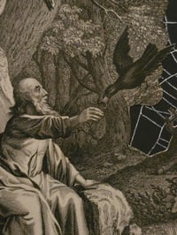 Image 4 of "𝕱𝖊𝖉 𝖇𝖞 𝕽𝖆𝖛𝖊𝖓𝖘"  1800's Bible Page & Preserved Web