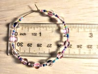 Image 2 of Duotone Pink & Green, Ocean Blue, and Pink Multicolor Beaded Medium Hoop Earrings