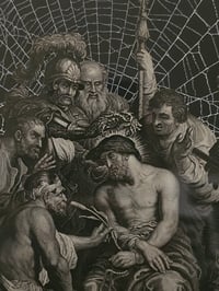 Image 7 of "𝕿𝖍𝖔𝖗𝖓𝖘  1800's Bible Page & Preserved Web
