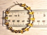 Image 2 of Honey Yellow, Amber, and Olive Green Multicolor Beaded Medium Hoop Earrings