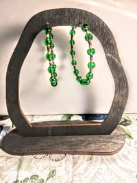 Image 6 of Forest Green, Burgundy, and Dark Blue Multicolor Beaded Medium Hoop Earrings