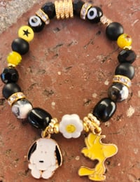 Image 2 of 🖤🌼Snoopy & Woodstock Charm Bracelet🌼🖤