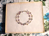 Image 7 of Duotone Purple & Green, Yellow, and Pink Multicolor Beaded Medium Hoop Earrings