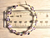 Image 2 of Duotone Purple & Green, Yellow, and Pink Multicolor Beaded Medium Hoop Earrings
