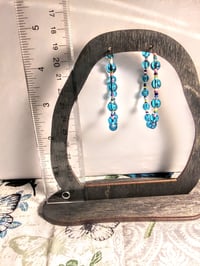 Image 6 of Sky Blue, Lavender, and Pink Multicolor Beaded Medium Hoop Earrings