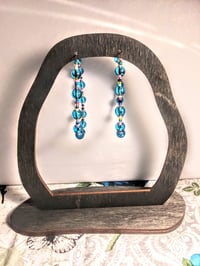 Image 5 of Sky Blue, Lavender, and Pink Multicolor Beaded Medium Hoop Earrings