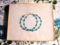 Image 7 of Sky Blue, Lavender, and Pink Multicolor Beaded Medium Hoop Earrings