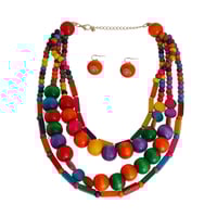 Image 1 of Rainbow Mixed Wooden Bead Necklace