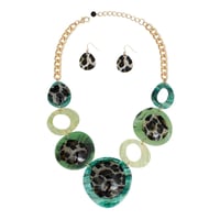 Image 1 of Necklace Marbled Green Leopard 