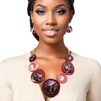 Image 2 of Necklace Marbled Red Leopard 