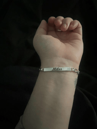 Image 2 of Silver Personalized Figaro/ Cuban Bracelet