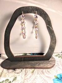 Image 6 of Clear Pink, Lemon Yellow, and Blue Multicolor Beaded Medium Hoop Earrings