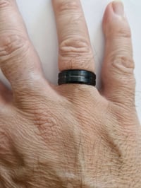 Image 1 of Men's Ring Brand New Black with Silver Streak Size 10