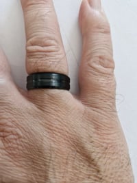 Image 3 of Men's Ring Brand New Black with Silver Streak Size 10