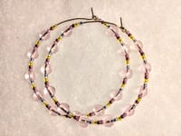 Image 8 of Clear Pink, Lemon Yellow, and Blue Multicolor Beaded Medium Hoop Earrings