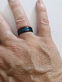 Image 3 of Men's Ring Brand New Black with Blue Streak Size 10