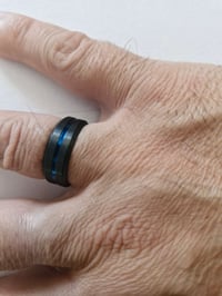 Image 4 of Men's Ring Brand New Black with Blue Streak Size 10