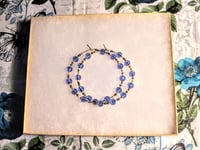 Image 7 of  Clear Blue, Amber, and White Multicolor Beaded Medium Hoop Earrings