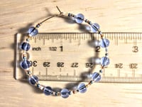 Image 2 of  Clear Blue, Amber, and White Multicolor Beaded Medium Hoop Earrings