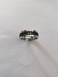 Image 2 of Men's Ring Brand New Silver with Black Circle Pattern TMONTE71 Size 10