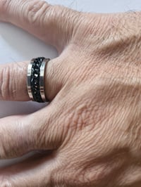 Image 3 of Men's Ring Brand New Silver with Black Circle Pattern TMONTE71 Size 10