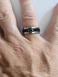 Image 5 of Men's Ring Brand New Silver with Black Circle Pattern TMONTE71 Size 10