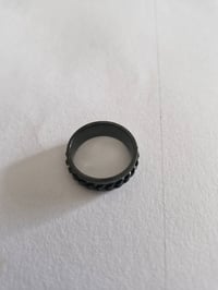 Image 2 of Men's Ring Brand New Black with Black Circle Pattern TMONTE71 Size 10