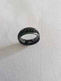 Image 4 of Men's Ring Brand New Black with Black Circle Pattern TMONTE71 Size 10