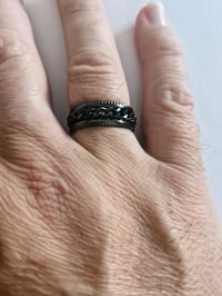 Image 1 of Men's Ring Brand New Black with Black Circle Pattern TMONTE71 Size 10