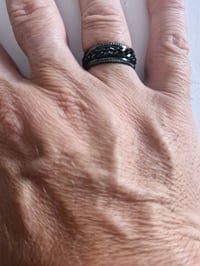 Image 3 of Men's Ring Brand New Black with Black Circle Pattern TMONTE71 Size 10