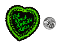 Image 2 of Re-Animator Cat Dead Details Later Heart Vinyl Sticker