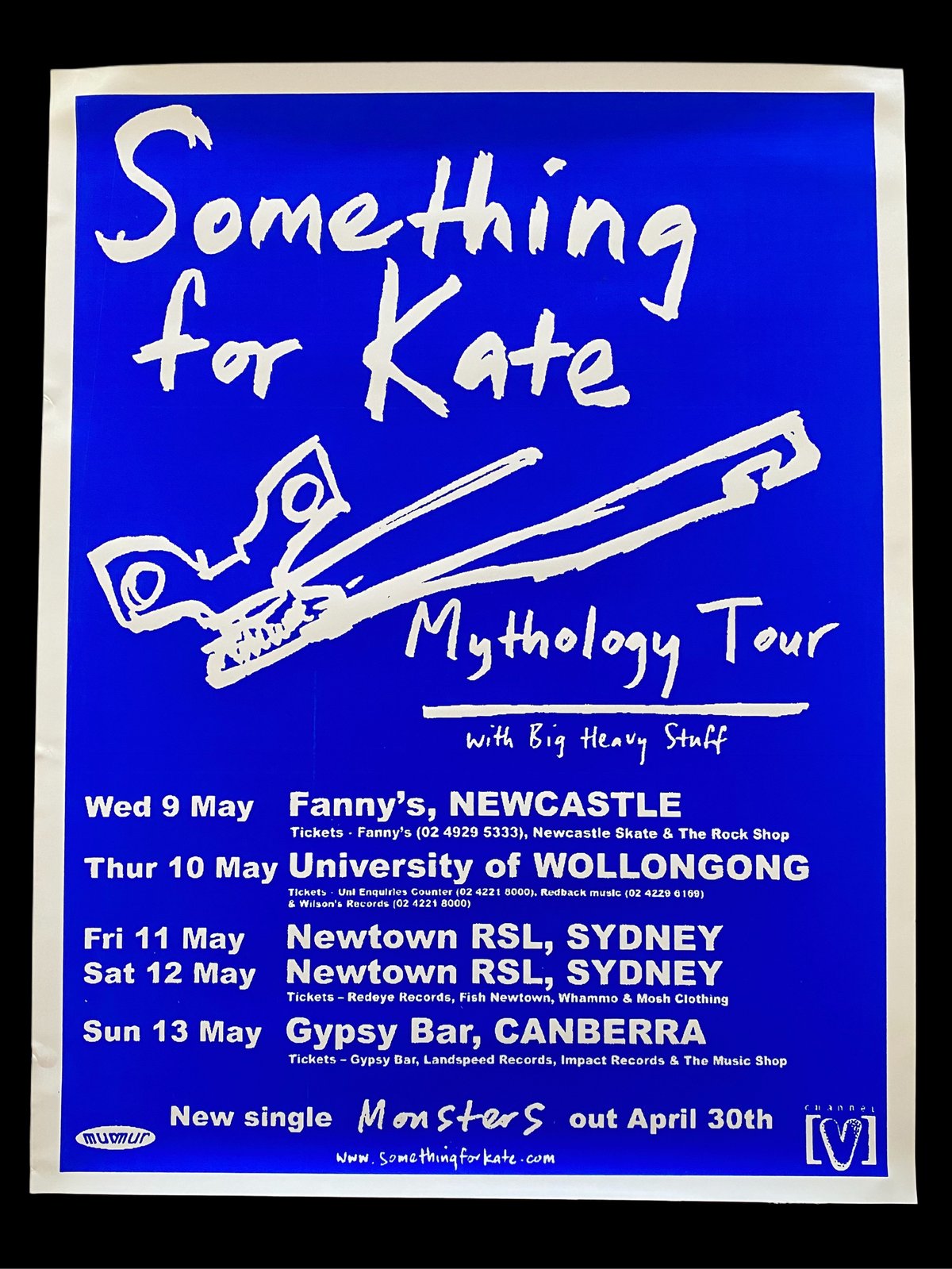 Image of  Mythology Tour 2001 SYDNEY/CANBERRA/NEWCASTLE poster EXTREMELY RARE