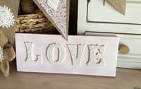 Image 1 of Shabby Chic Decorator Plaque - Love - Pink and White