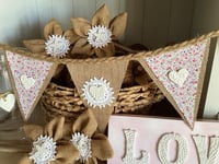 Image 3 of Shabby Chic Decorator Plaque - Love - Pink and White