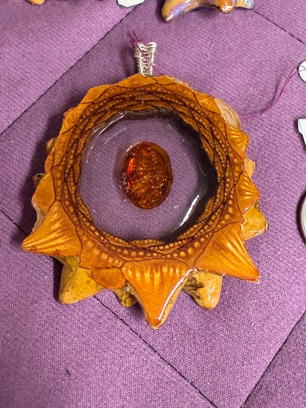 Image of Amber Pinecone Pendant #51