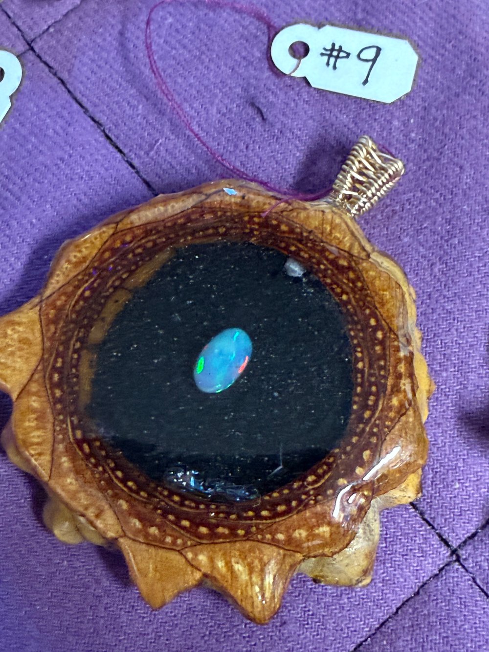 Image of Fire Opal and Shungite Pinecone Pendant #9