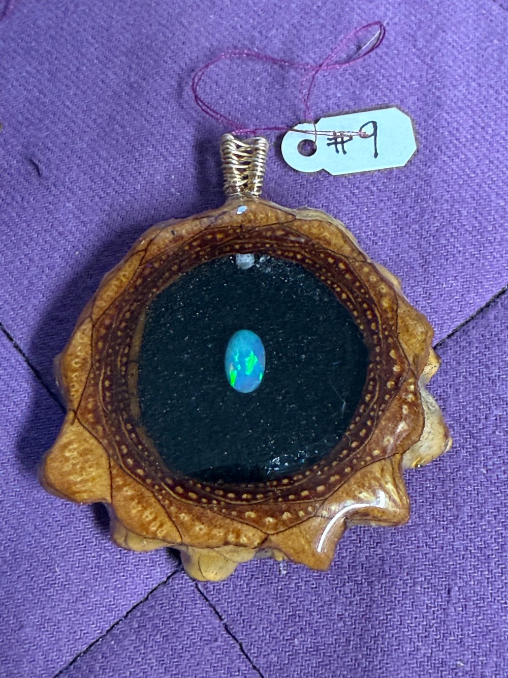 Image of Fire Opal and Shungite Pinecone Pendant #9
