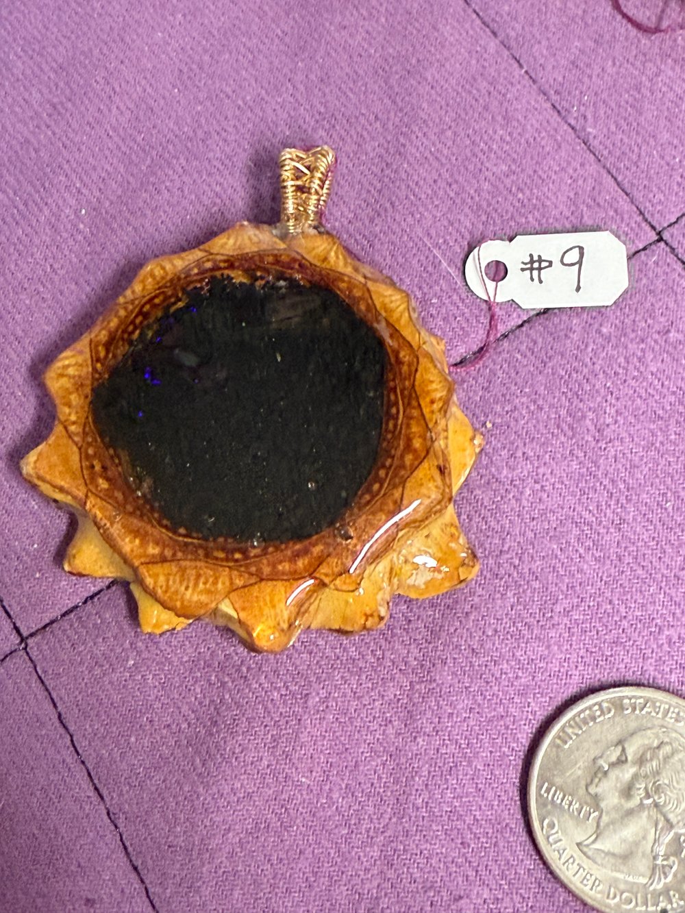 Image of Fire Opal and Shungite Pinecone Pendant #9