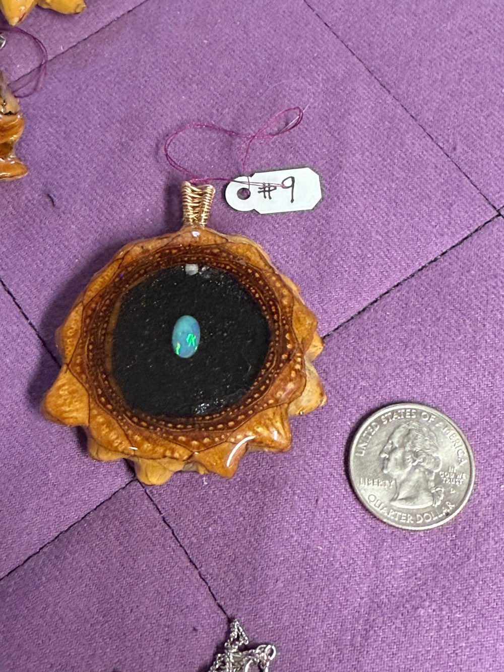 Image of Fire Opal and Shungite Pinecone Pendant #9