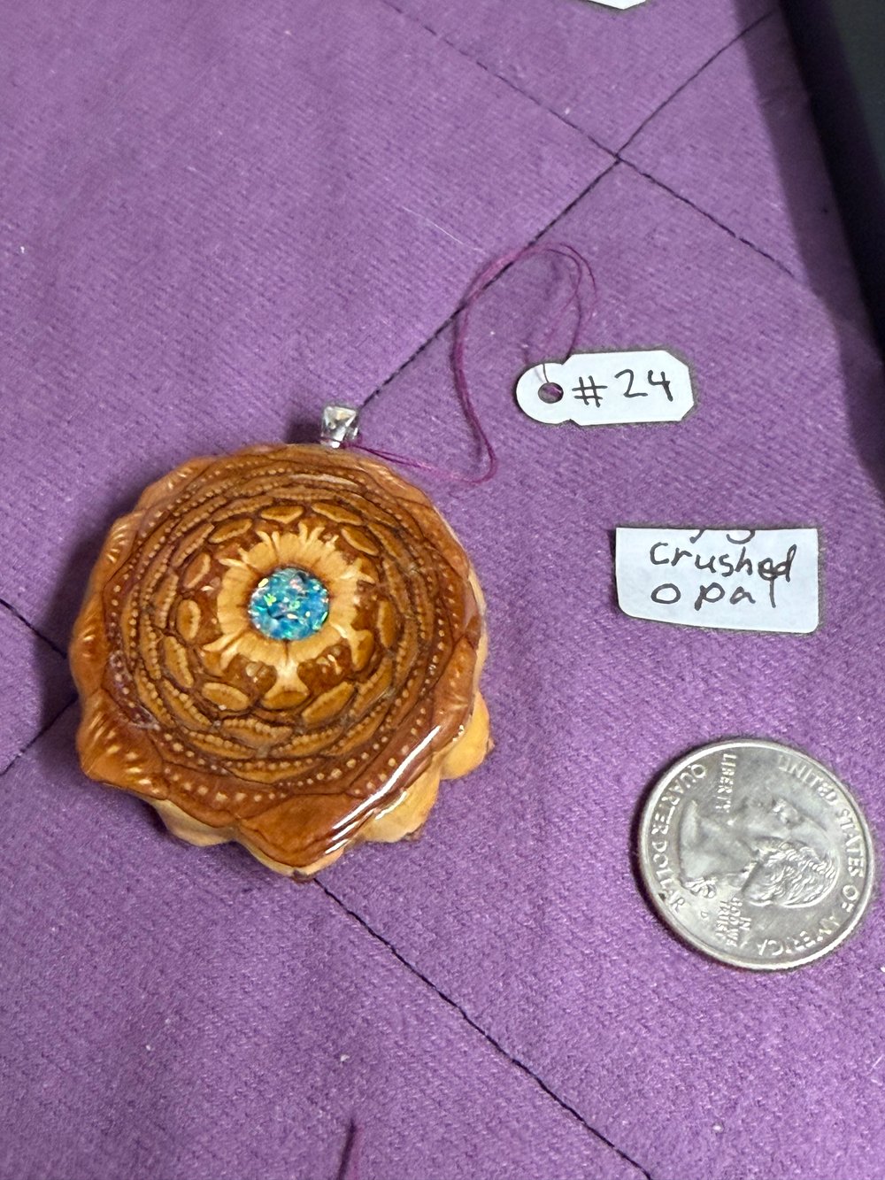 Image of Crushed Opal Pinecone Pendant #24