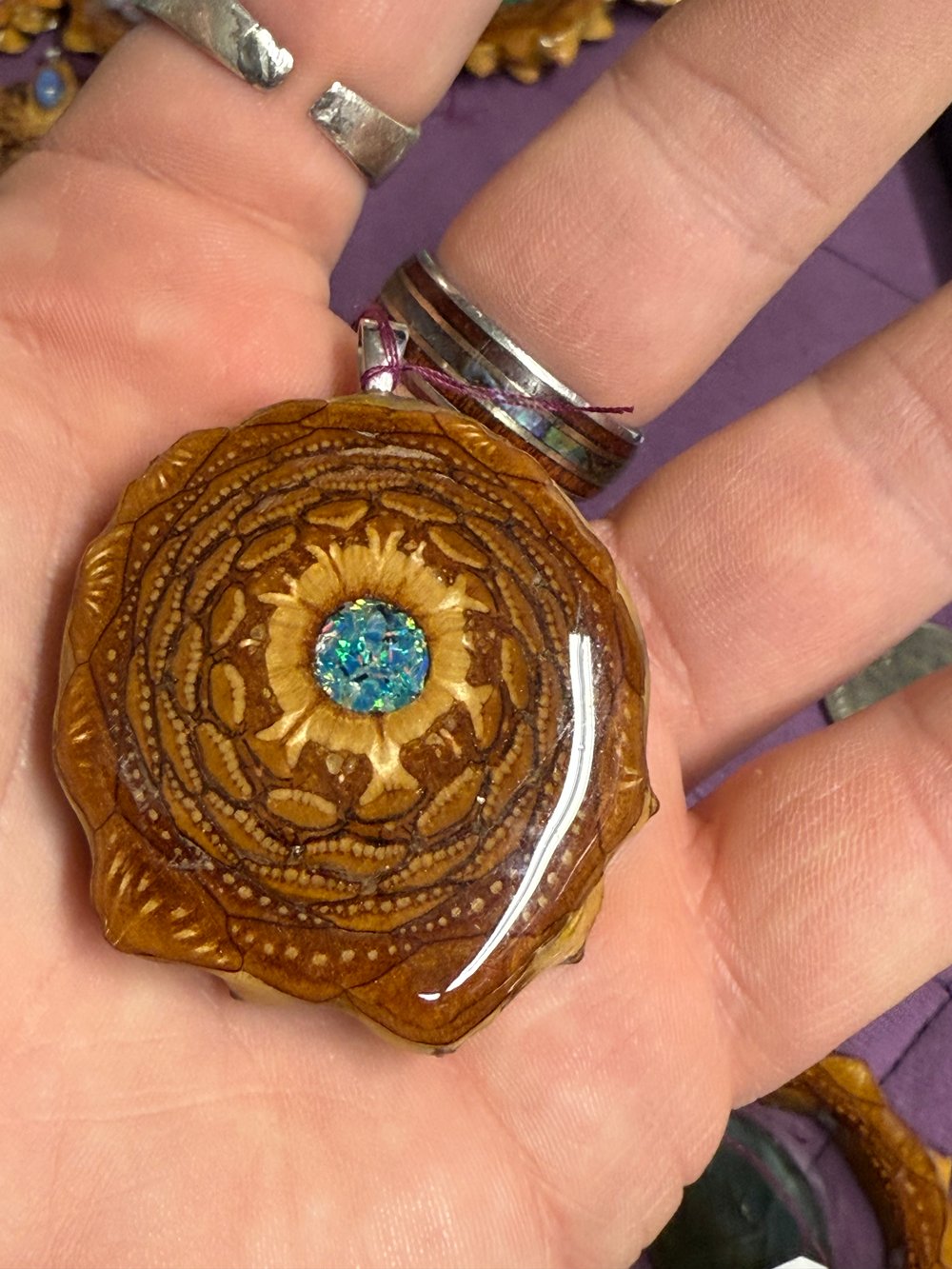 Image of Crushed Opal Pinecone Pendant #24