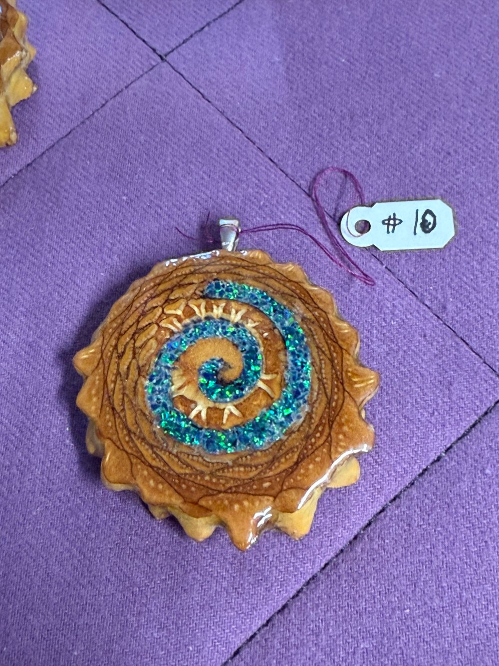 Image of Crushed Opal Spiral Pinecone Pendant #10