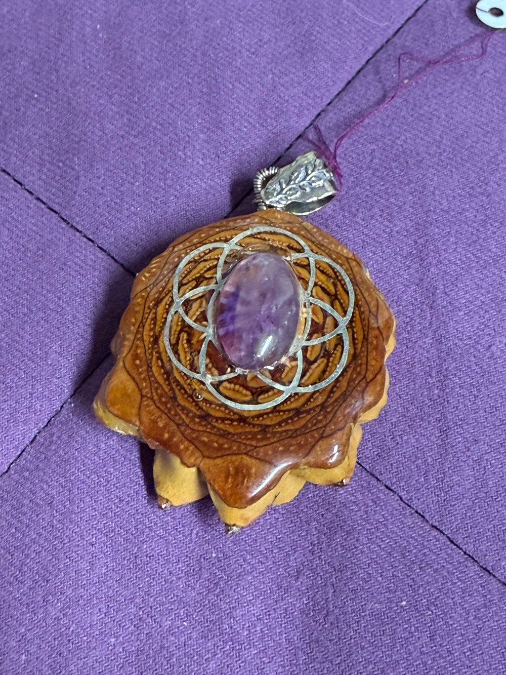 Image of Amethyst Seed Of Life Pinecone Pendant #18