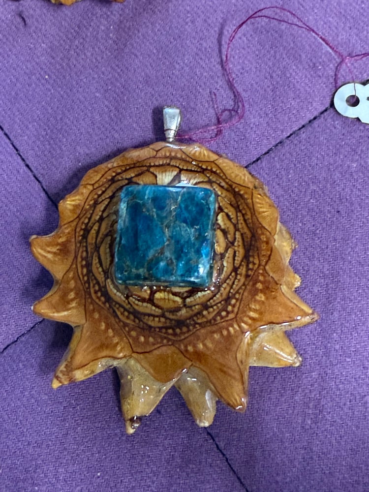 Image of Natural Neon Blue Apatite Pinecone Charm | Handmade PNW Jewelry | #12