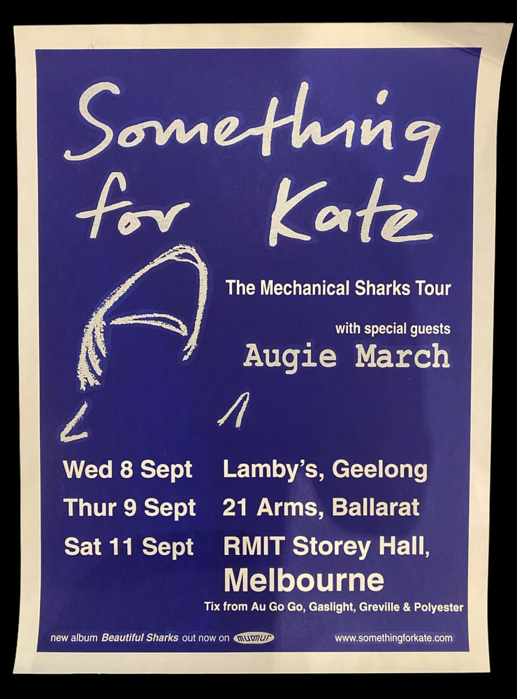 Image of Something for Kate 'Mechanical Sharks'  Victorian tour screen printed poster 1999 RARE